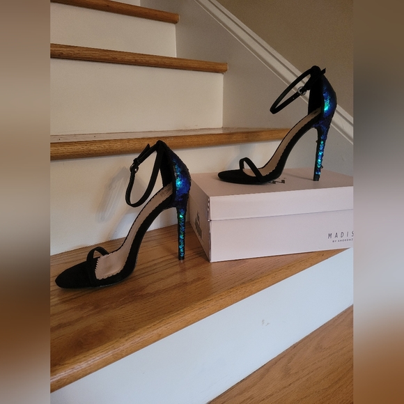 NEW Black & Sequined Heels - Picture 1 of 8